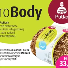Chleb ProBody z ziarnami, z niskim indeksem glikemicznym 33,5.